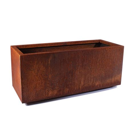 metallic series long box planter|rectangular corten steel planter.